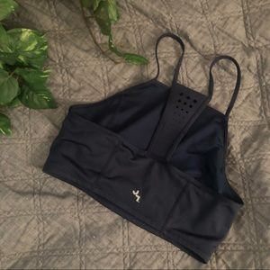 Navy blue half open back sports bra